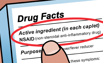 NSAIDs on drug label illustration - 350x213