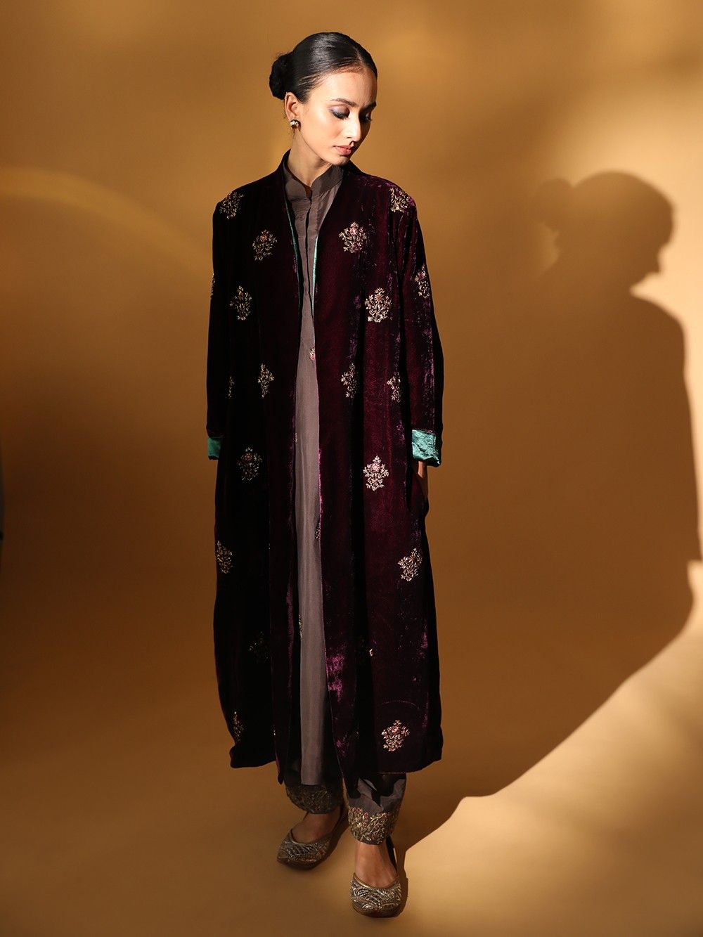 the loom - Maroon Zardozi Embroidered Velvet Jacket