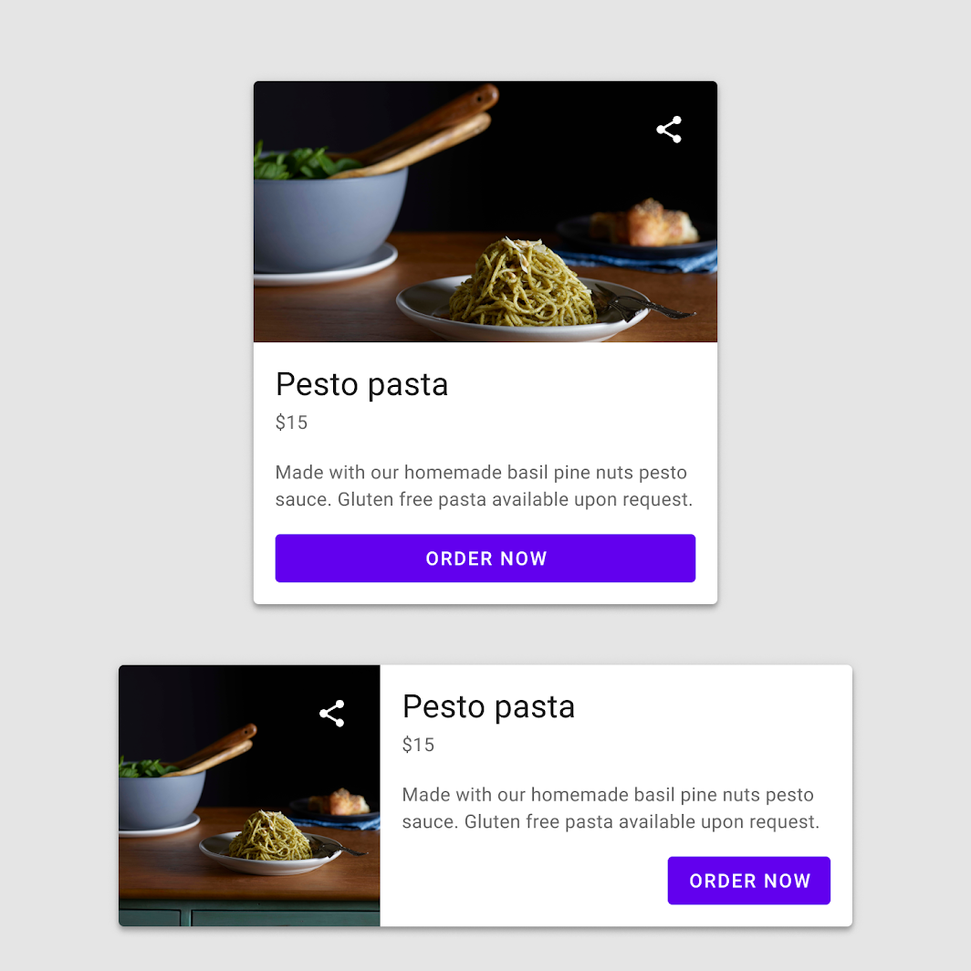 Example of Card Design UI  from Material design