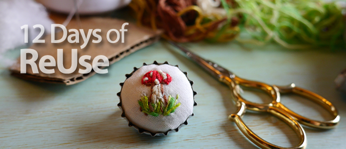 12 Days of Reuse Promo - Scissors and Bottle Cap Pin