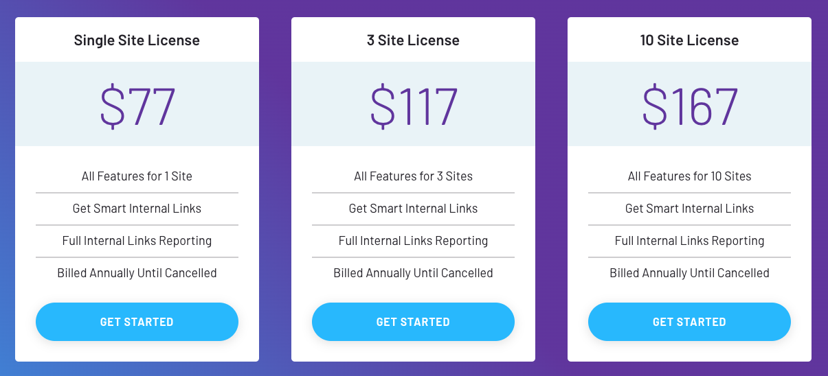 Link Whisper offers three different pricing plans billed annually