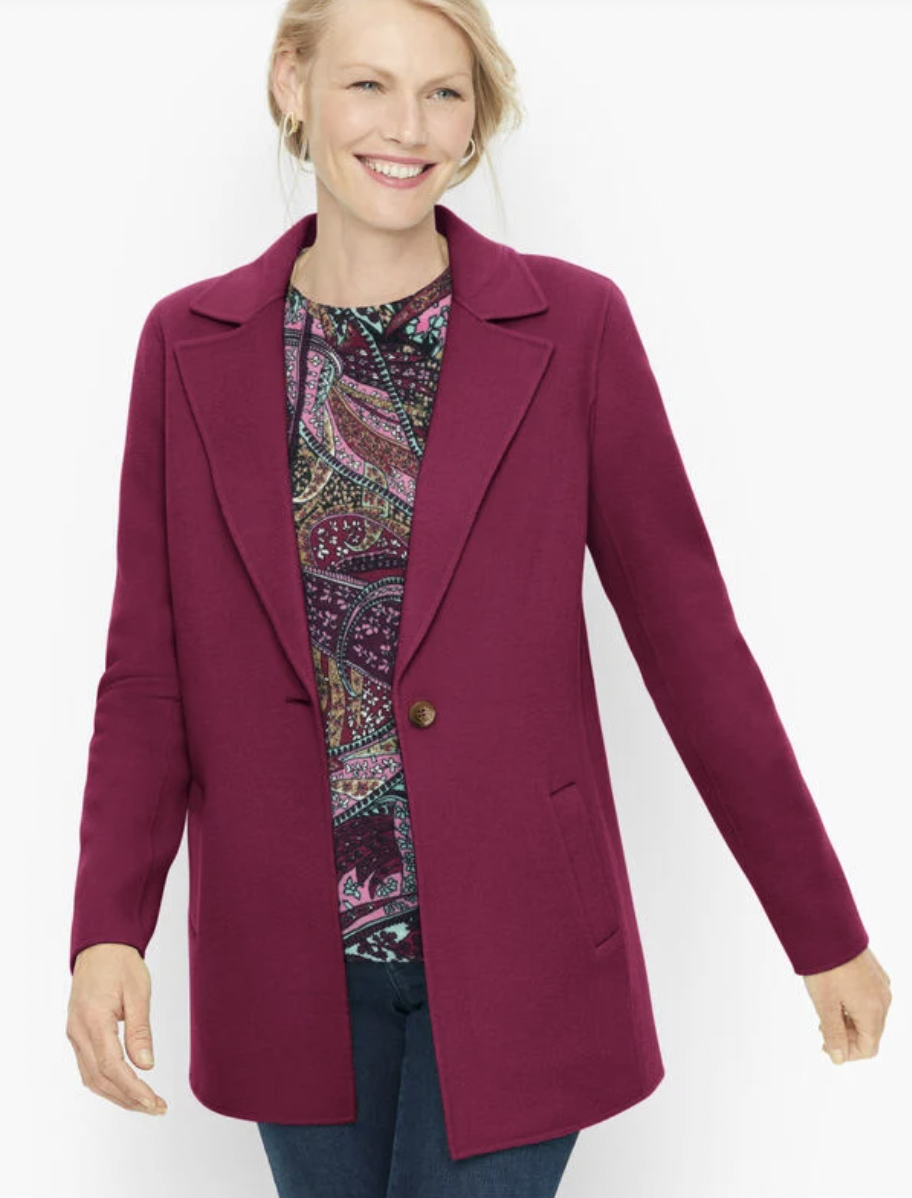 DOUBLE-FACED WOOL BLEND BLAZER at Talbots