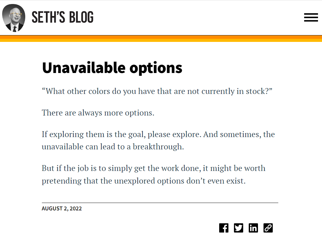 Seth Godin's blog example