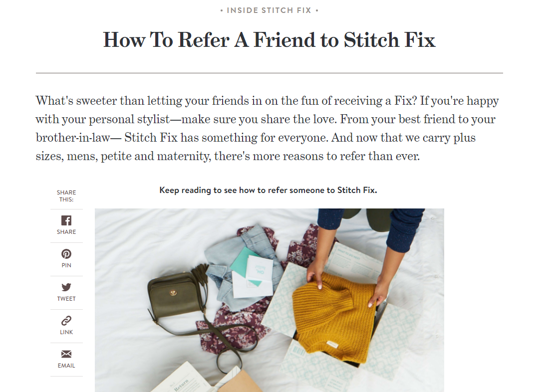 Referral program examples: Stitch Fix