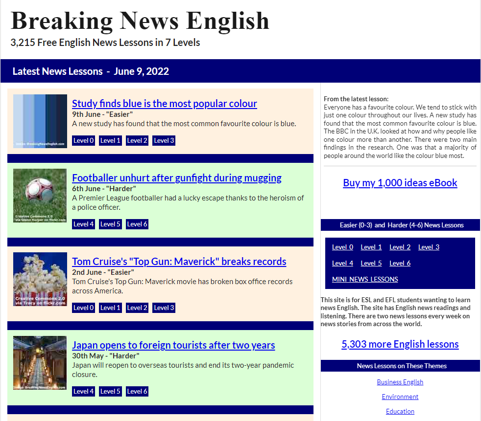 Breaking News English - website chất lượng luyện nghe chép chính tả tiếng Anh