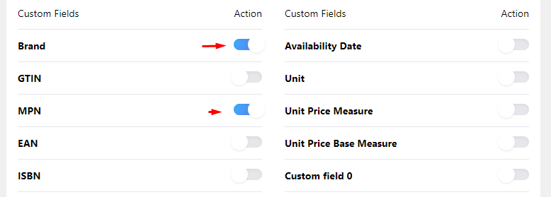 Enable custom fields