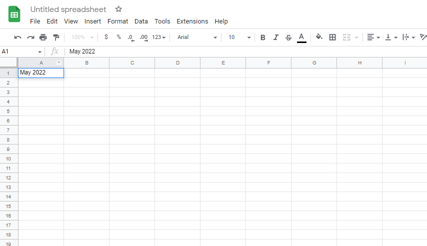 Beginning of a content calendar in Google Sheets