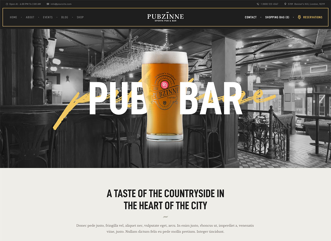 Pubzinne - Tema WordPress Sports Bar