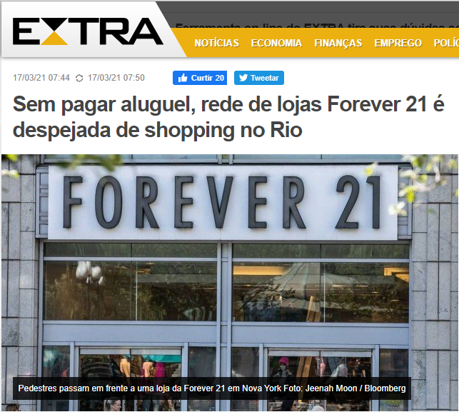 Forever 21 entra com processo de falência e anuncia que vai fechar 350 lojas  em todo o mundo - AcheiUSA