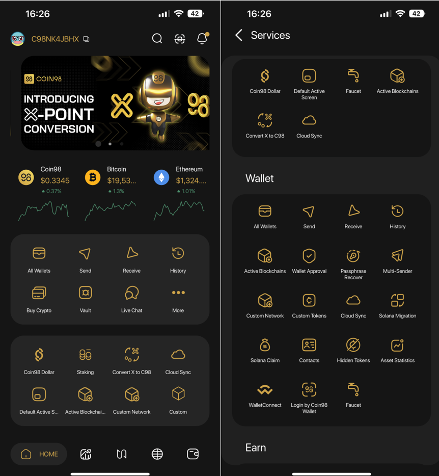 tính năng coin98 wallet