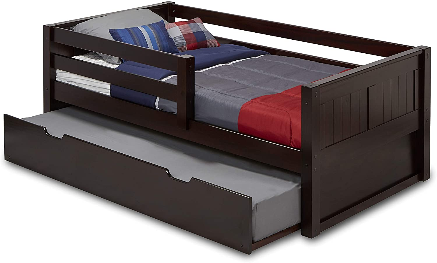 Choose a slide out bed frame like this for a room shared by kids.