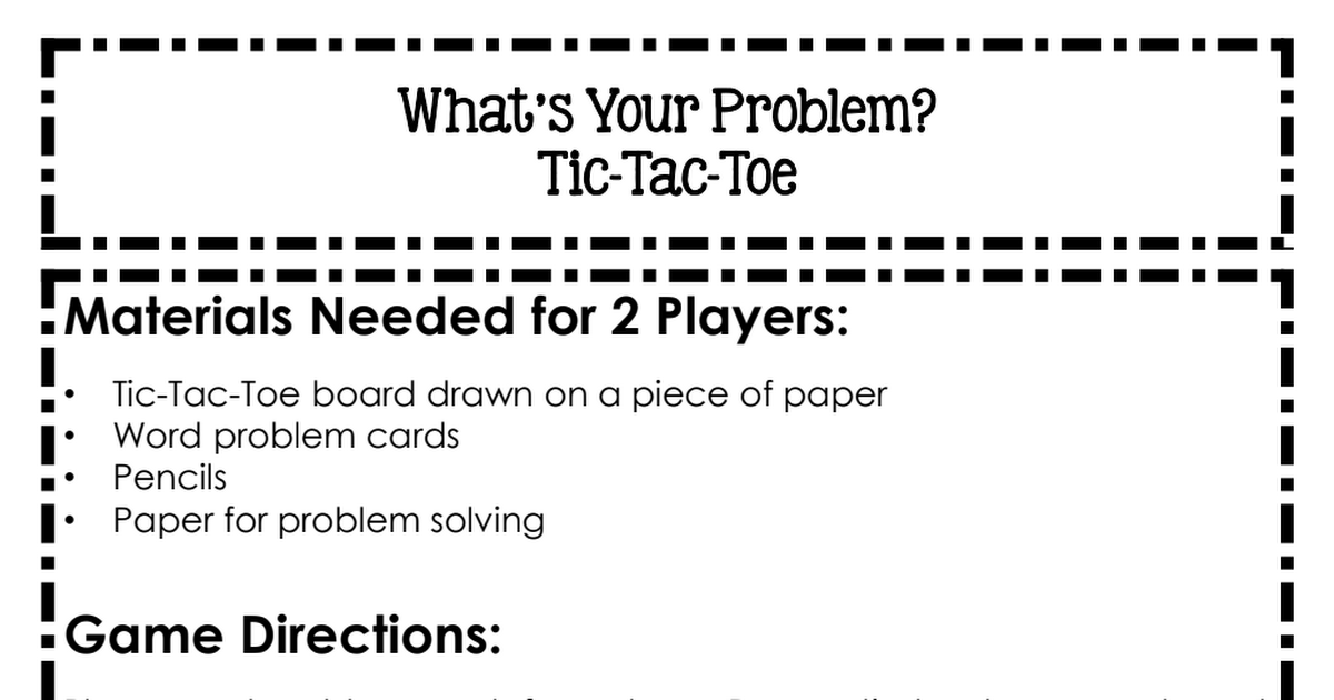 What's Your Problem Tic-Tac-Toe 3.4A & 3.4K.pdf