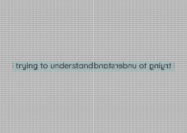 A static-green-beige screen with one line of glitching text, barely legible. The words are typed in black font and highlighted in light blue, but they seem to be mirroring across each other, making no words entirely legible. 