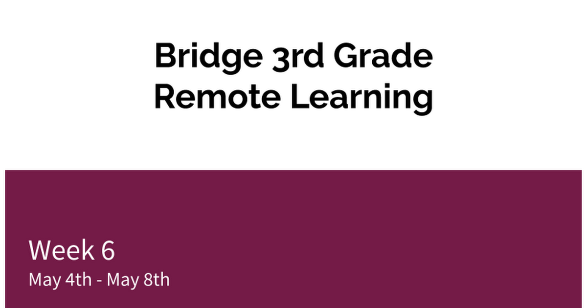 3rd Grade Remote Learning Slide 5/4