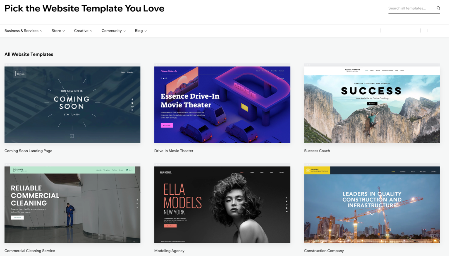 Examples of Free Website Templates, Wix.com