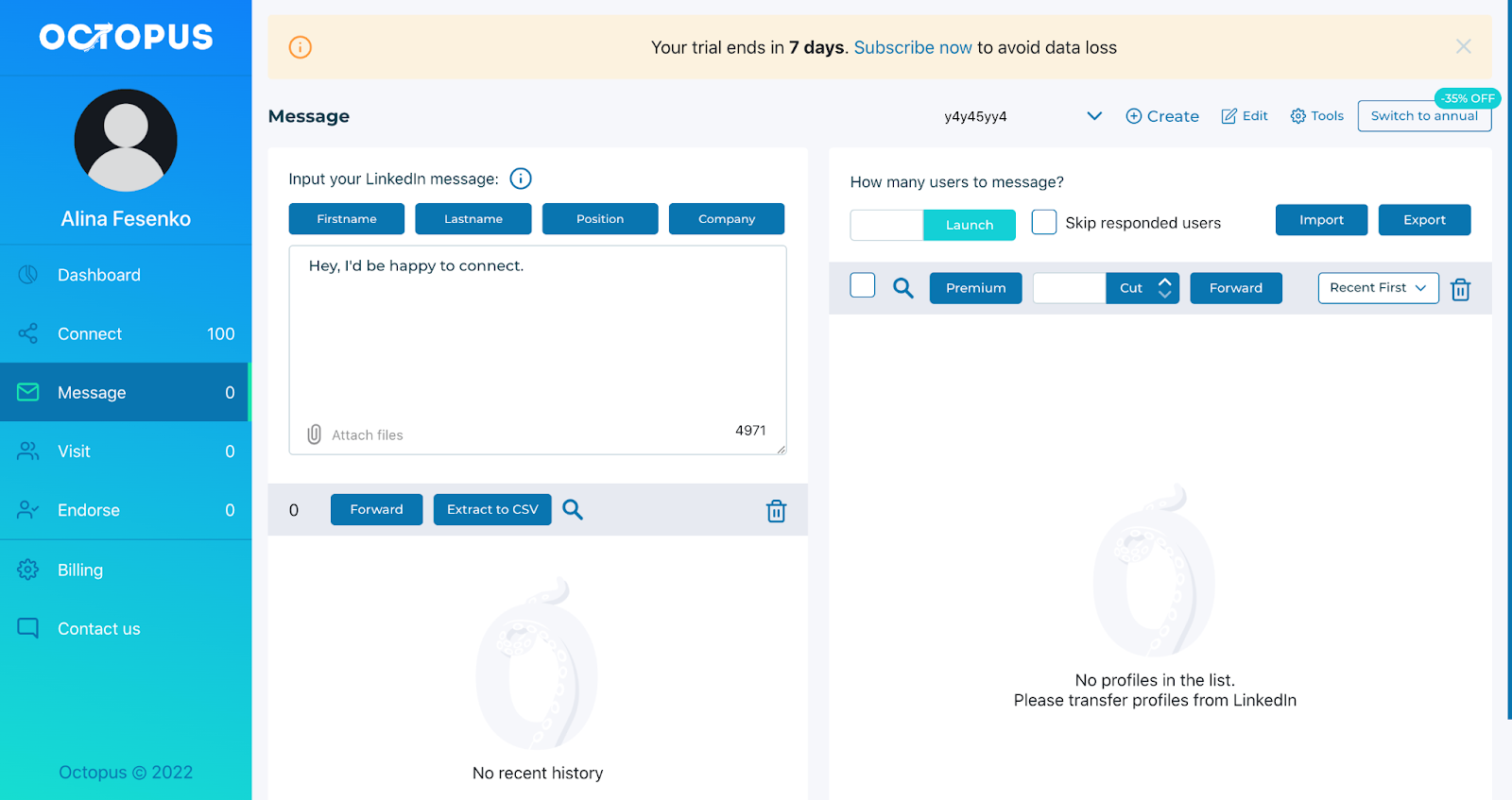 Octopus CRM - userspace