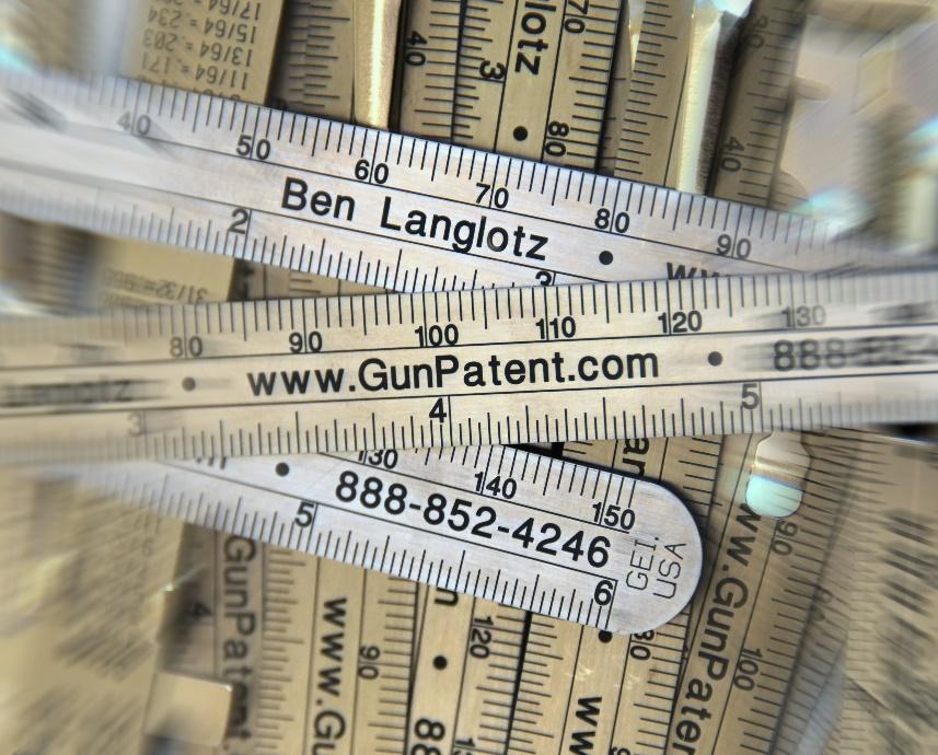 Ruler Business Cards -- Gun Patent Attorney Ben Langlotz