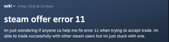 Steam Trade Error 11