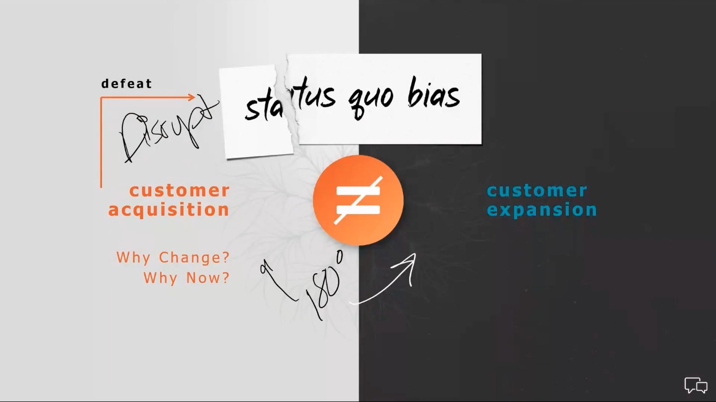 Defeat status quo bias: customer acquisition doesn't equal customer expansion.