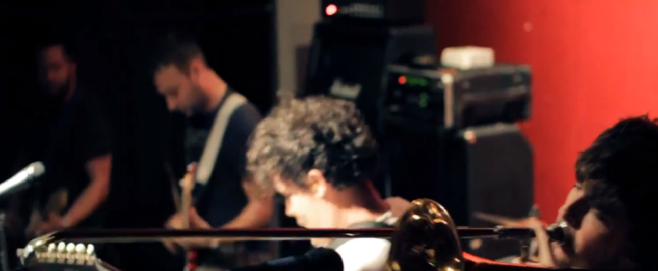 musicians jamming in a recording studio
