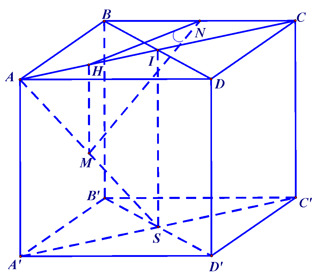 <p> (THPT Võ Nguyên Giáp - Quảng Bình - 2022) Cho hình hộp đứng (ABCD.A'B'C'D') có đáy (ABCD) là hình vuông. Gọi (S) là tâm hình vuông (A'B'C'D'). Gọi (M)và (N) lần lượt là trung điểm của (SA)và (BC). Biết rằng, nếu (MN) tạo với mặt phẳng (left( {ABCD} right)) một góc (60^circ ) và (AB = a) thì thể tích (S.ABC) bằng</p> 1