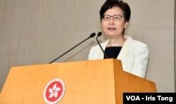 香港特首林郑月娥表示,如果律师会被政治“骑劫”或凌驾专业,港府将会中止与律师会的关系 (美国之音/汤惠芸)