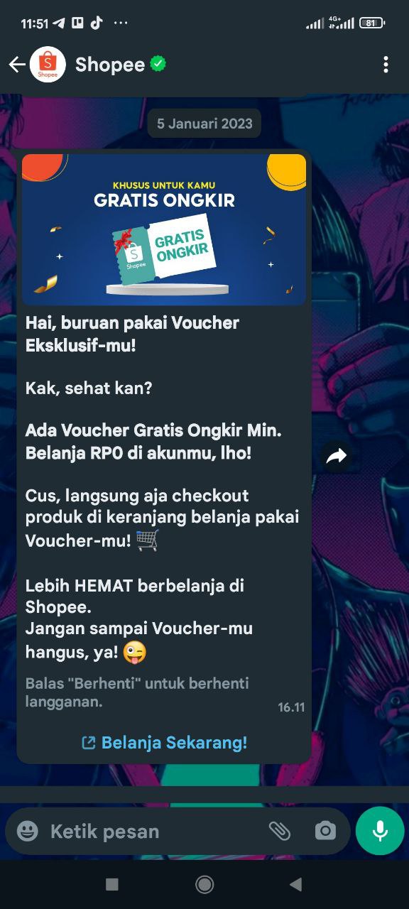 Contoh Best WhatsApp Marketing Campaign Shopee