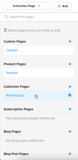 Selecting the "All Products" page