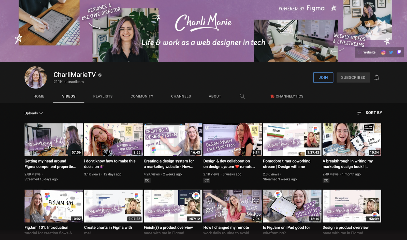 Screenshot of Charli Marie YouTube channel.