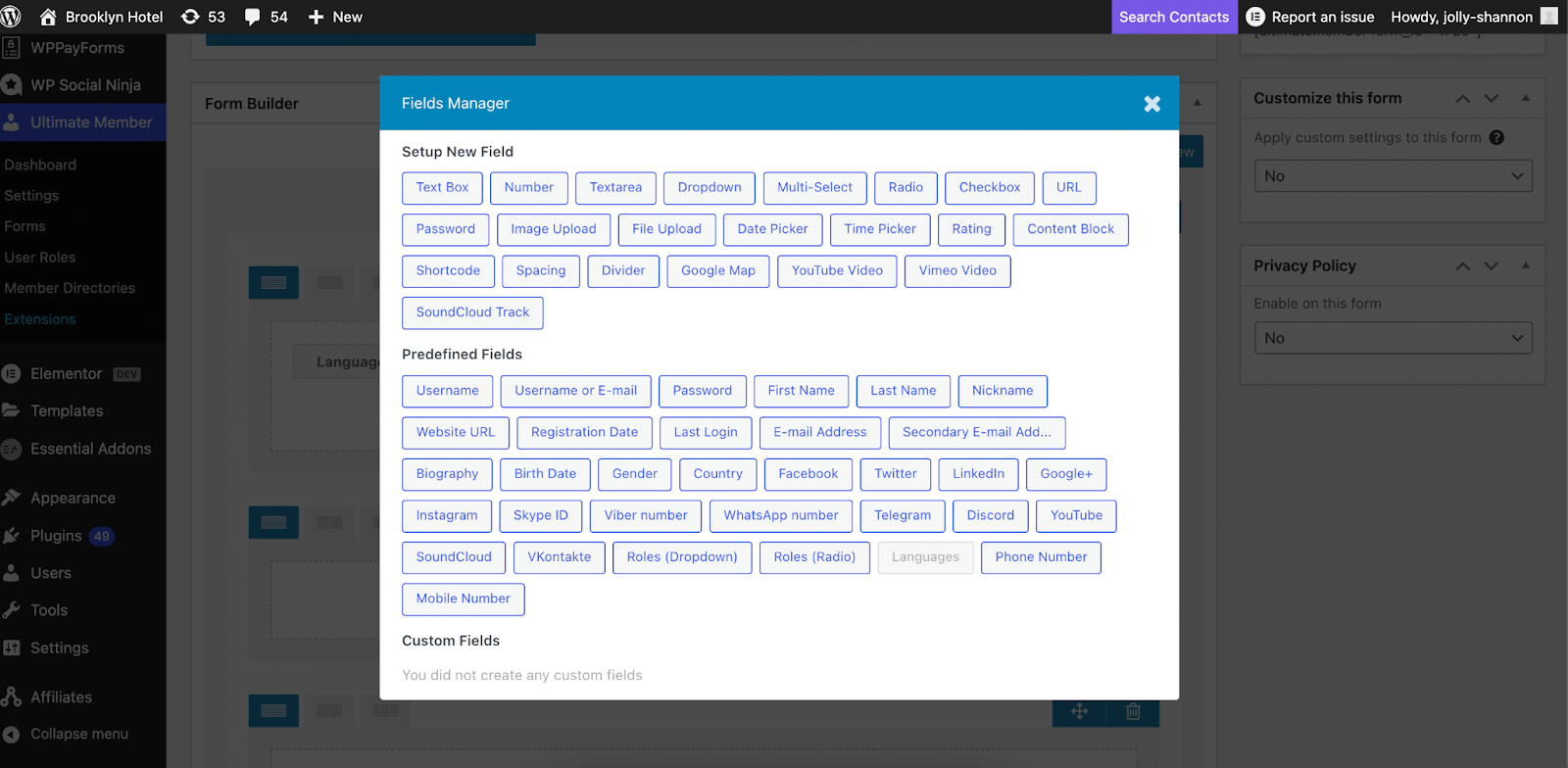 wordpress custom user registration form code