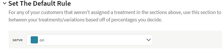 Set the default rule for your feature toggle treatment