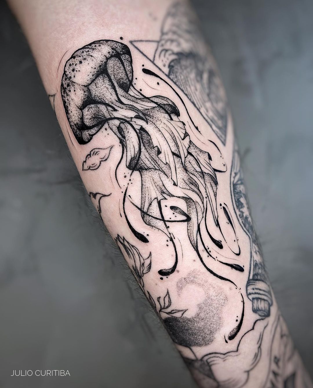Black And White Jellyfish Tattoo