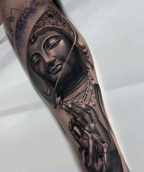 Elegant Buddha Tattoo Full Sleeve