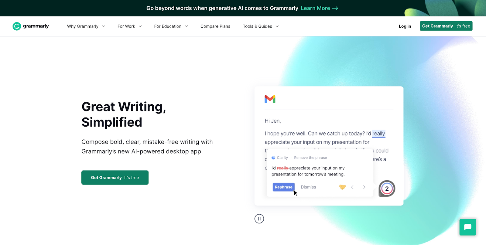 Grammarly's home page