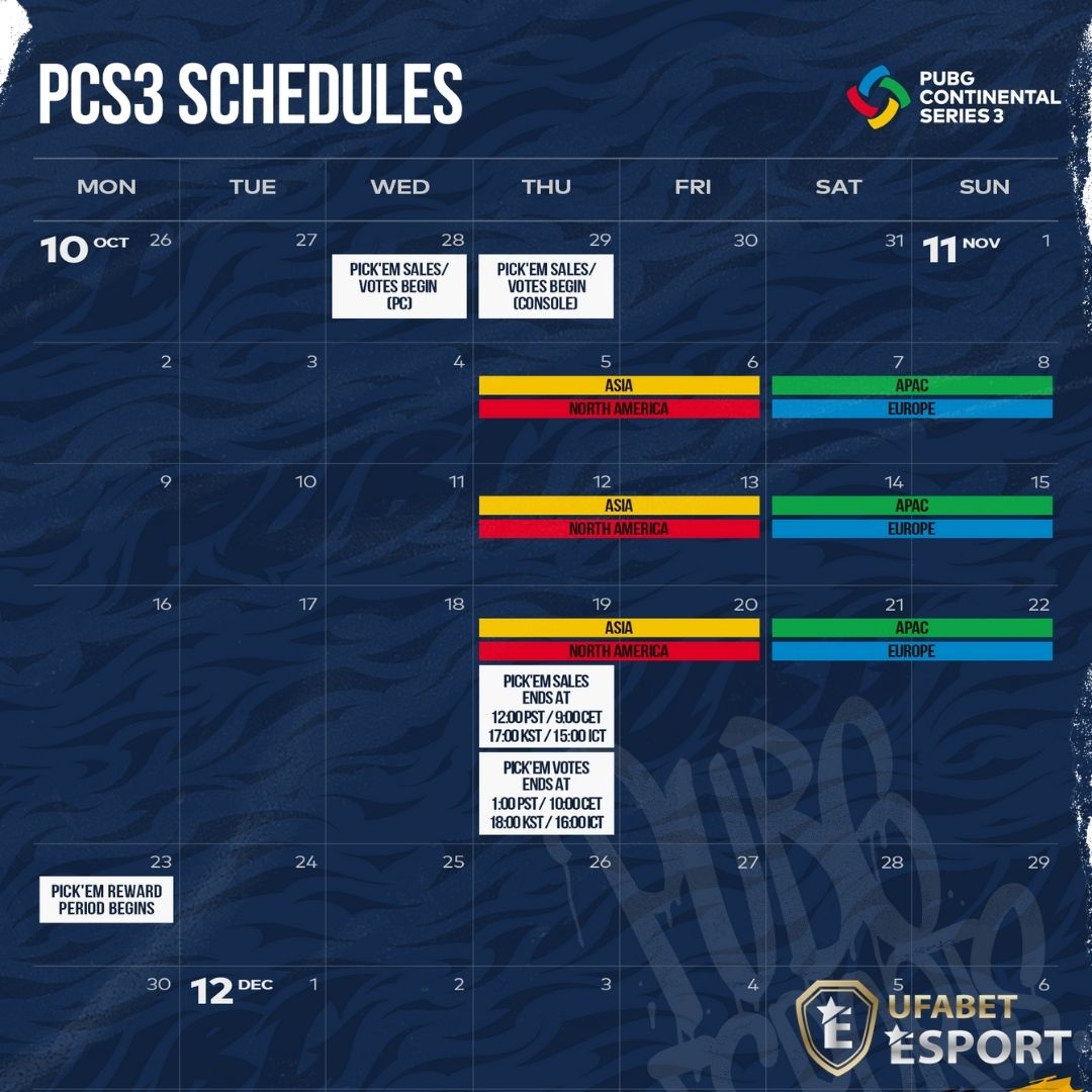 PUBG Continental Series 3 Schedules
