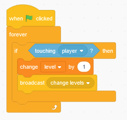 Scratch coding block to see if a level is completed
