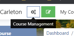 close up of the course management button