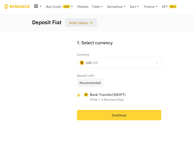 Buying cryptocurrency through your bank account on Binance