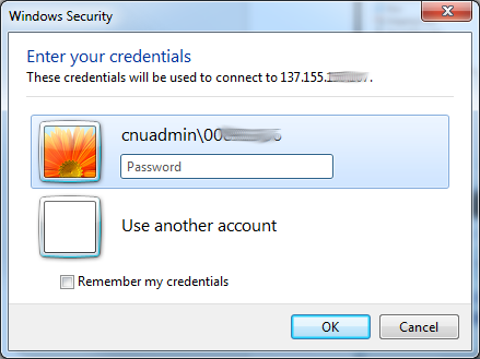 Remote Desktop Security Credentials