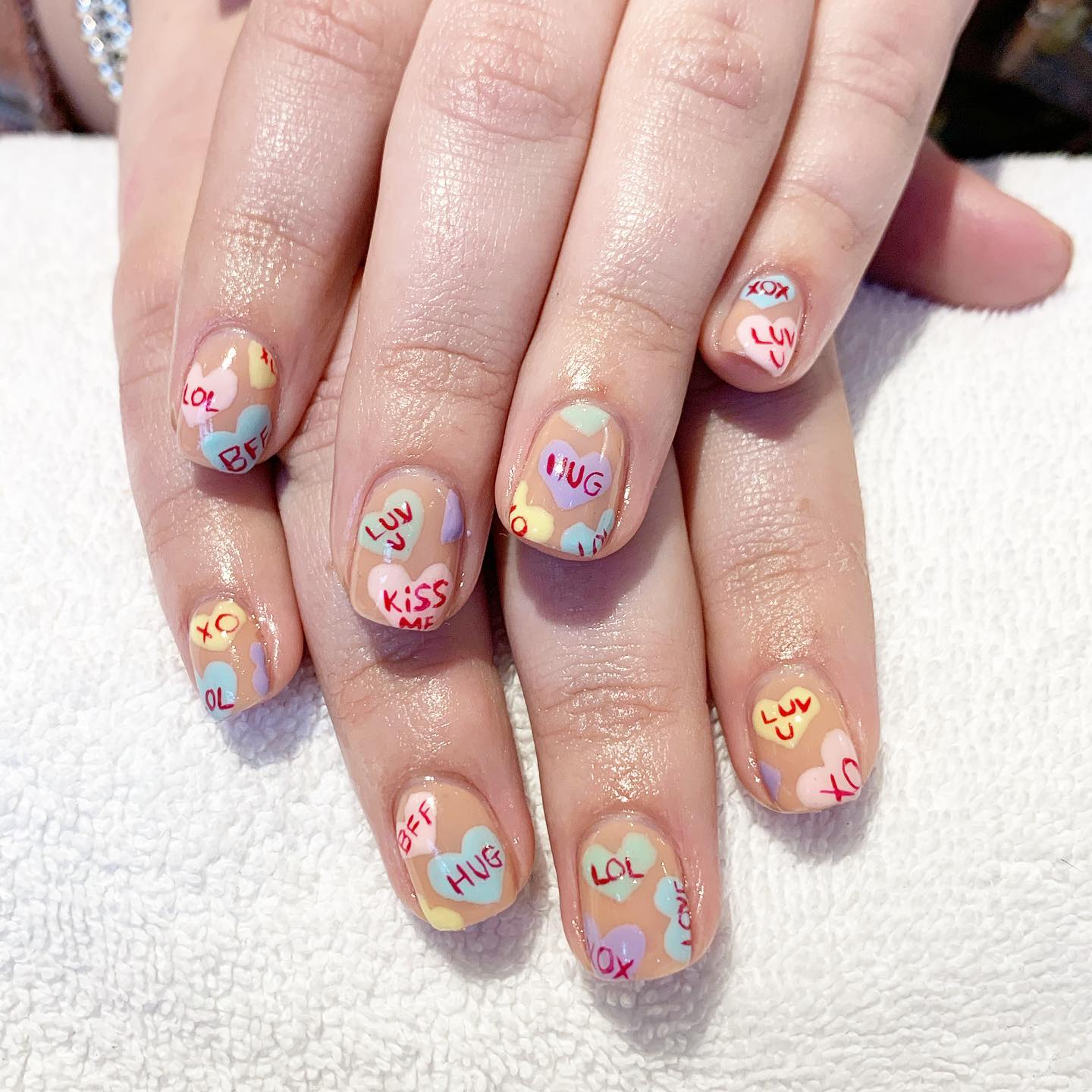 Conversation Heart Nails