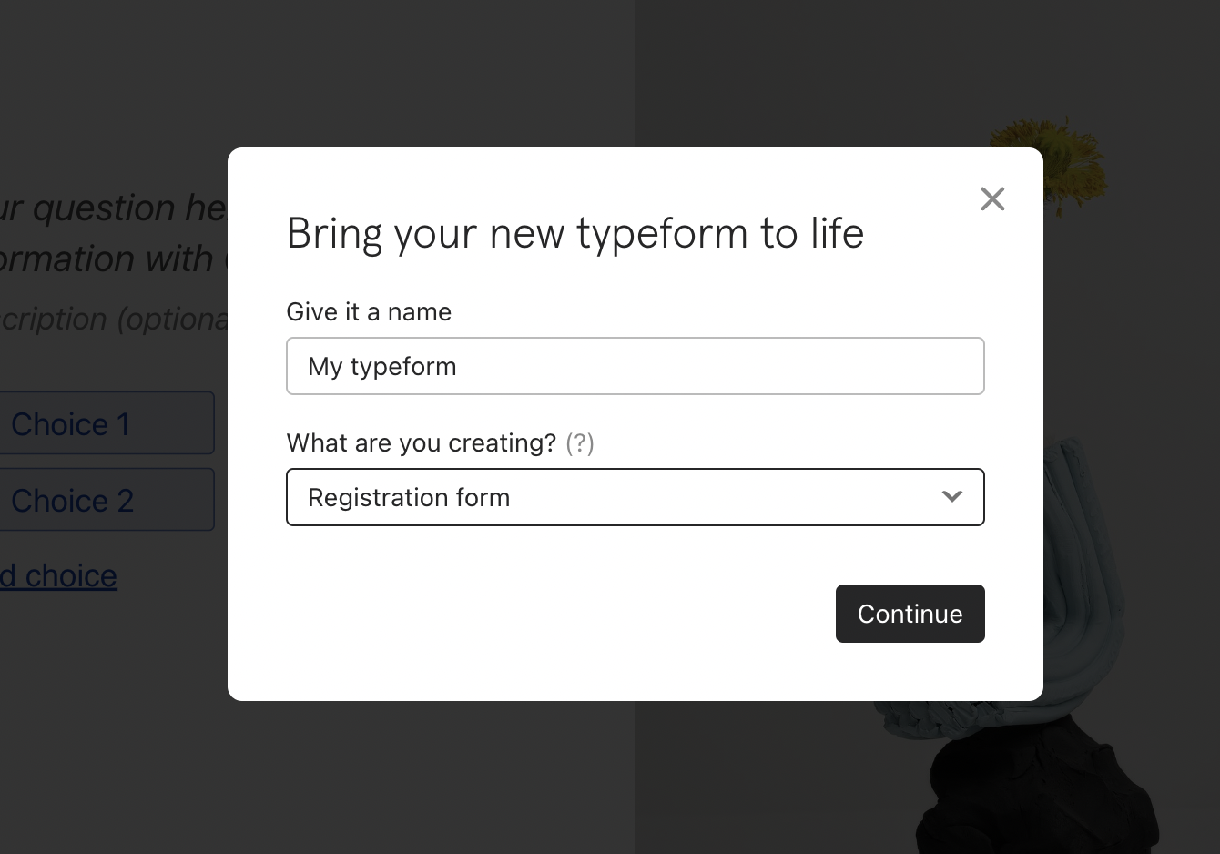 Renaming form, Typeform