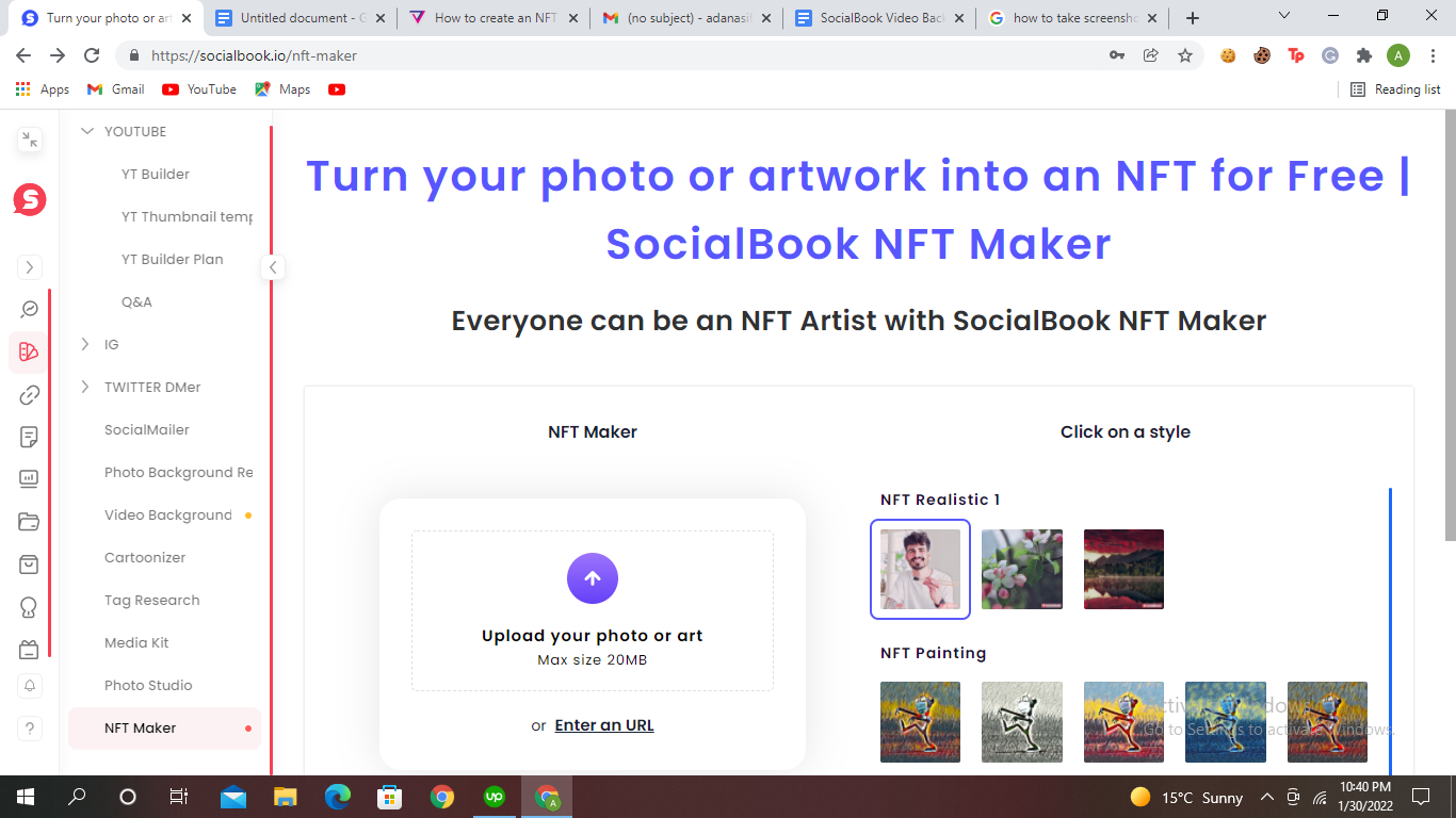 Navigate to "NFT Maker" from the menu.
