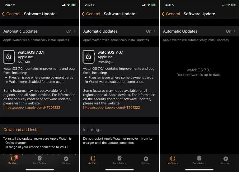 Apple Watch os update screen