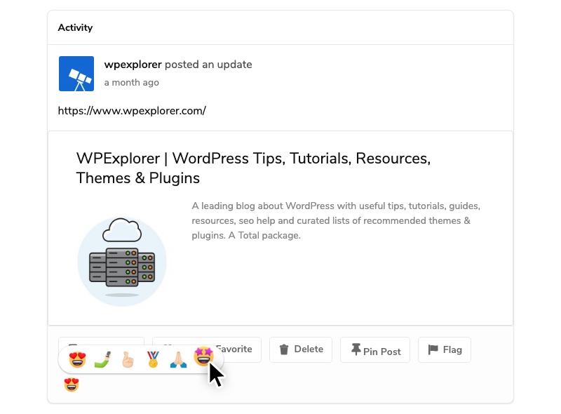 Reações de status do BuddyPress