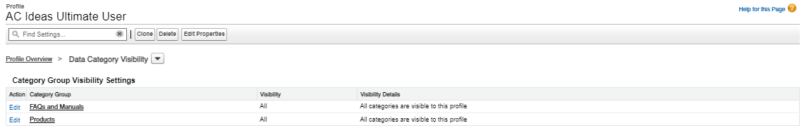 Data Category Visibility on the Profile