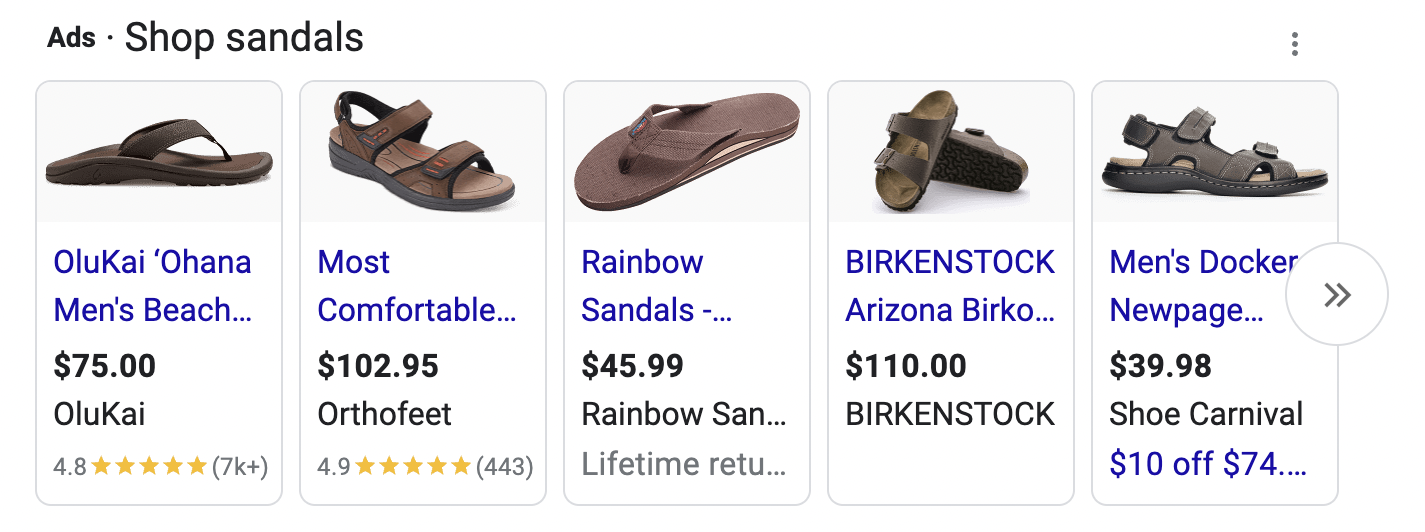 Product advertising in Google SERPs