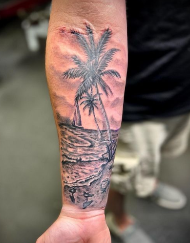 Seaside Palm Tree Tattoos