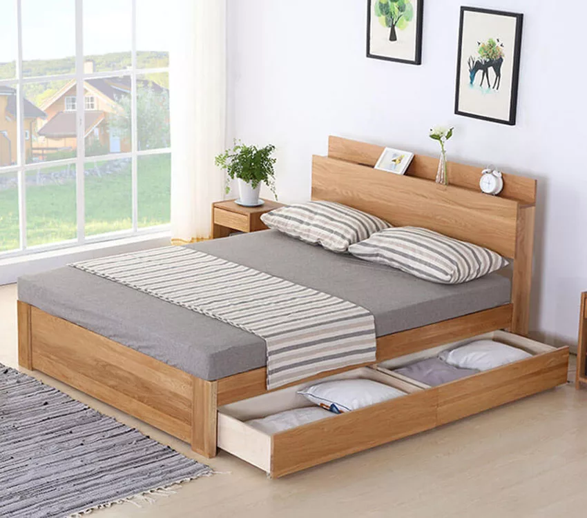#5. Giường ngủ sắt giả gỗ được chăm chút tỉ mỉ 