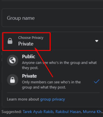 Facebook group privacy